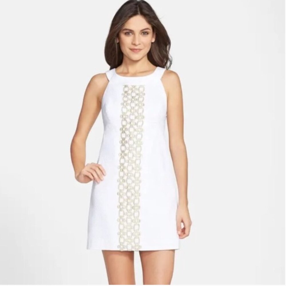 Lilly Pulitzer Jacqueline Shift Dress Resort White Gold Cording